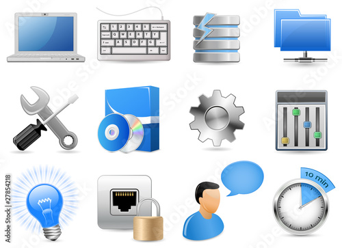 Web Hosting Panel. 12 Highly Detailed Vector Illustrations.
