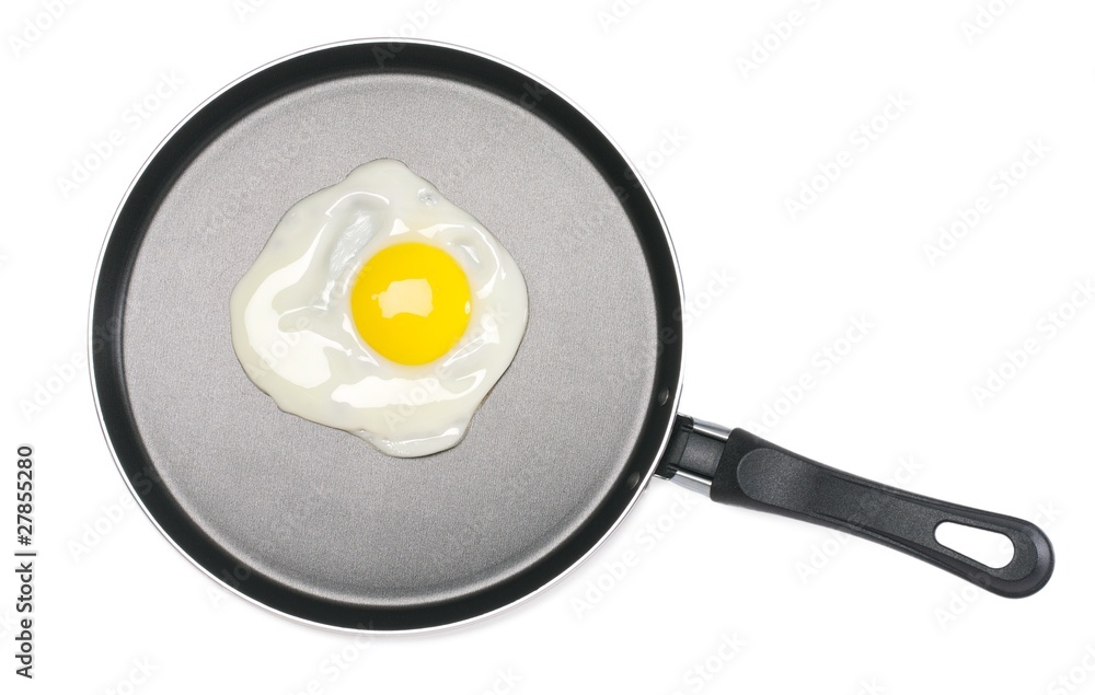 Fried egg on a frying pan Fried egg on a frying pan