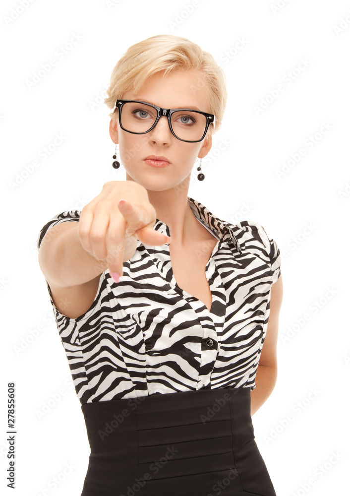 businesswoman pointing her finger businesswoman pointing her finger