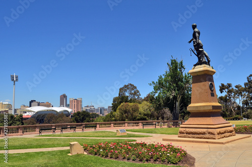 Colonel Light statue pointing out across the city of Adelaide