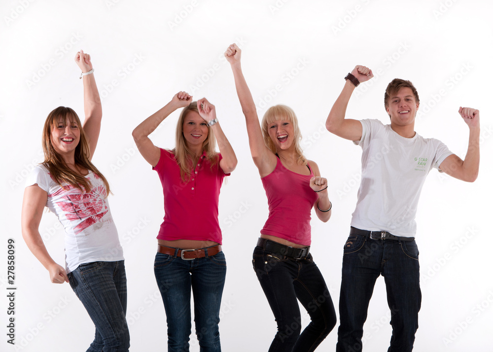 Teenager Gruppe, lachen und Tanzen Teenager Gruppe, lachen und Tanzen