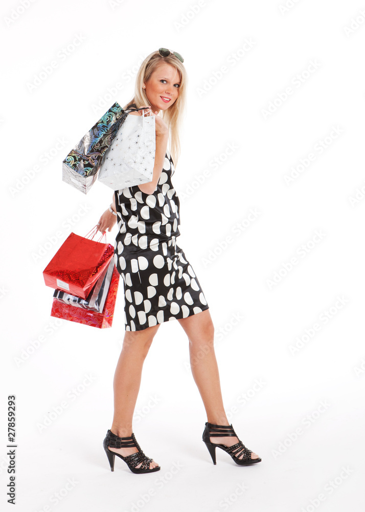 Frau glücklich nach dem Shoppen Frau glücklich nach dem Shoppen