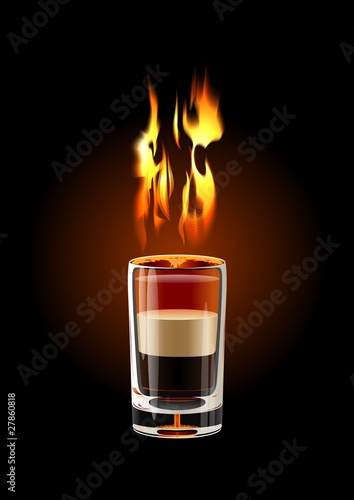 Vector B-52 Shot cocktail (flame with transparency)