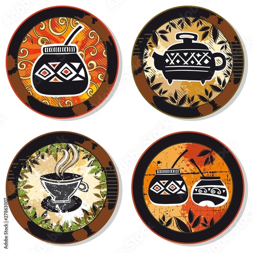 Drink coasters - coffee, tea, yerba mate theme
