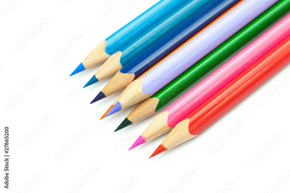 colored pencils isolated on white