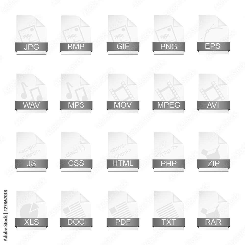 File format icons. Vector illustration.
