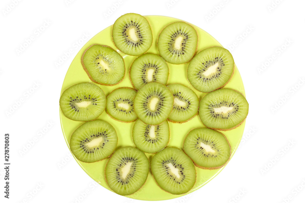 Kiwi Slices on Plate isolated on white background Kiwi Slices on Plate isolated on white background