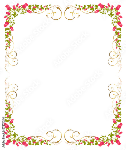 Beautiful frame from roses is isolated on the white