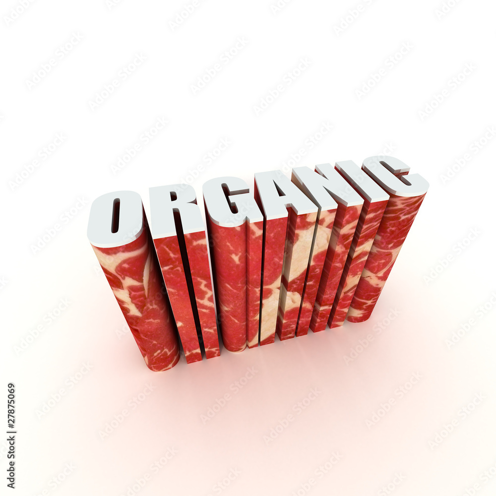 organic meat 3D title text label organic meat 3D title text label