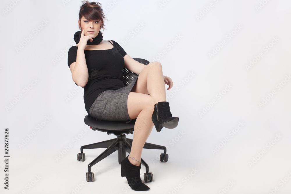 Hot Girl On Office Chair