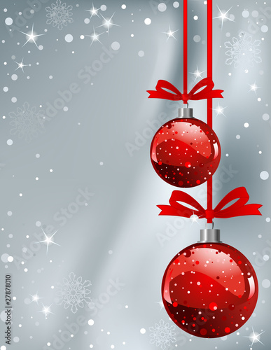 Christmas Background with balls and snowflakes