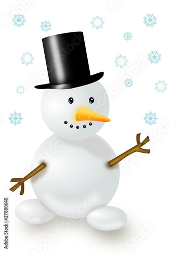 Schneemann mit Schneeflocken