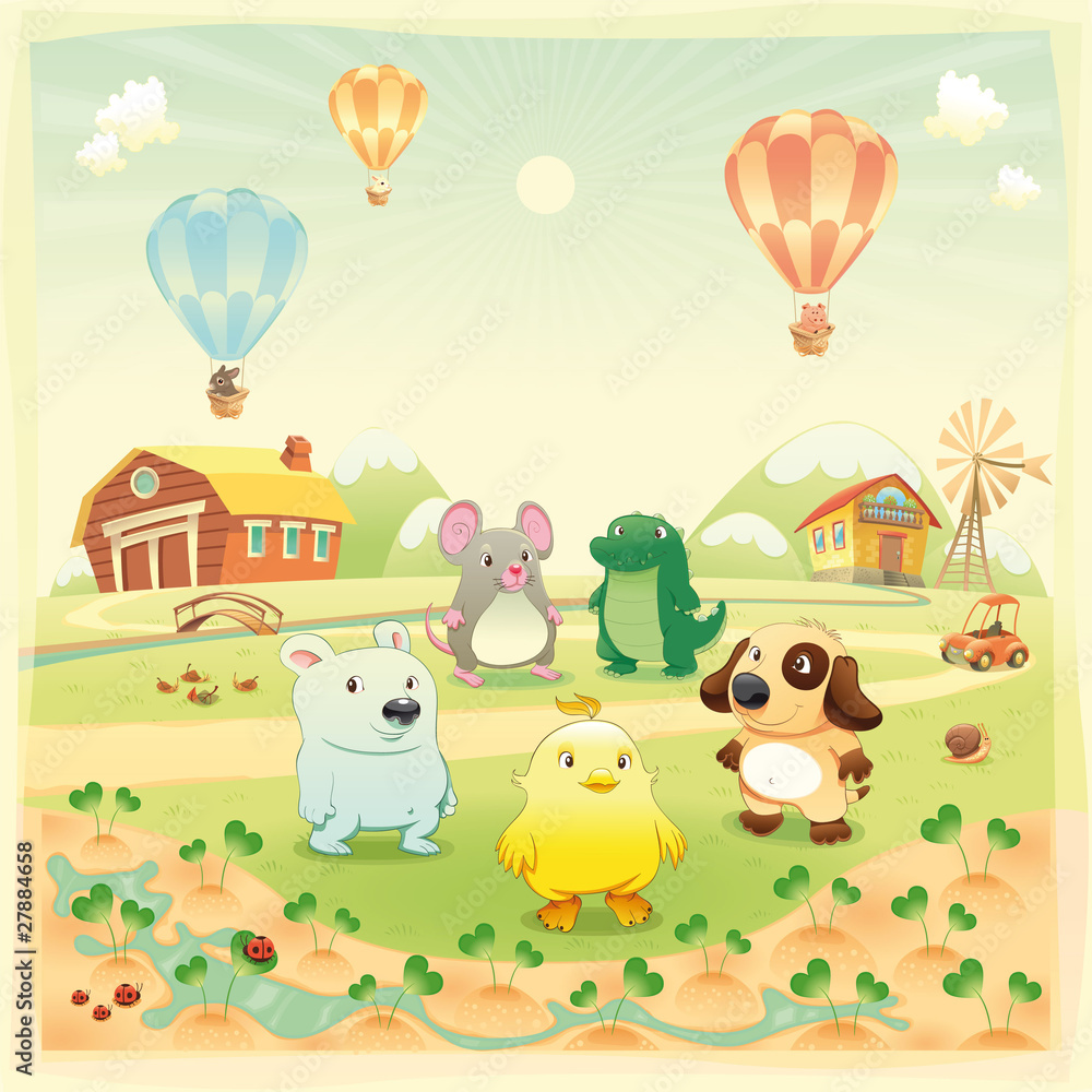 Animals in the countryside. Vector isolated objects. Animals in the countryside. Vector isolated objects.