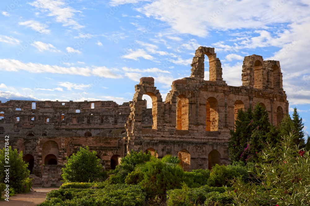 Ancient Roman amphitheater in El Jem, Tunisia