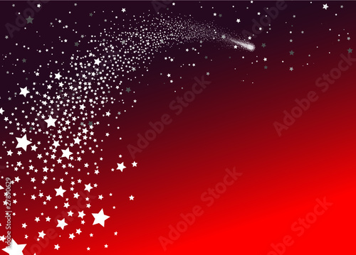 Sternschnuppe auf rotem Hintergrund