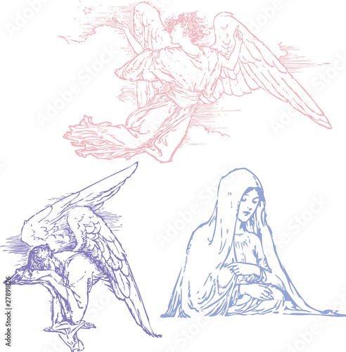 Three angels drawing.