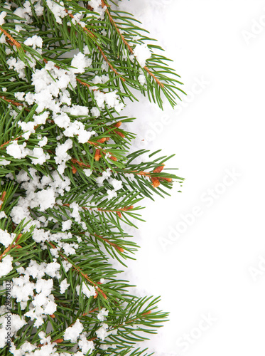 Christmas framework with snow isolated on white background