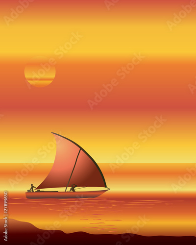 dhow at sunset