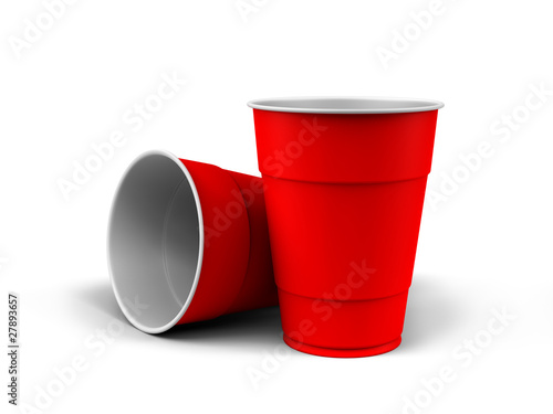 A render of generic plastic cups on white background