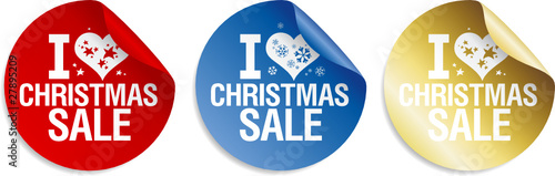 I love Christmas sale stickers set