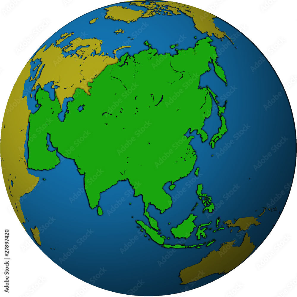 asia on globe map