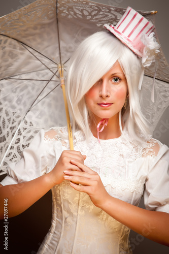 Pretty White Haired Woman w...
