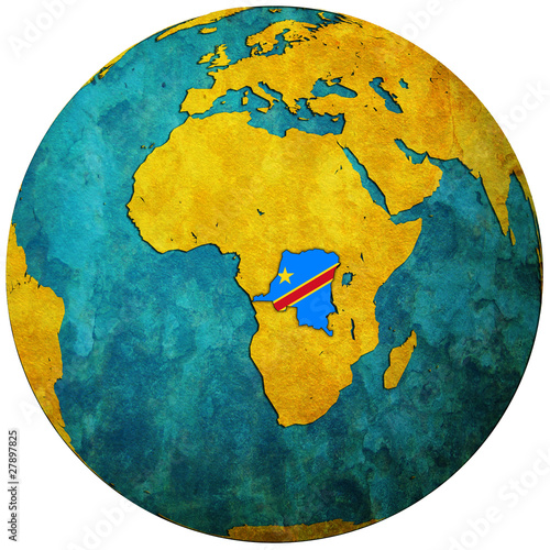 congo flag on globe map
