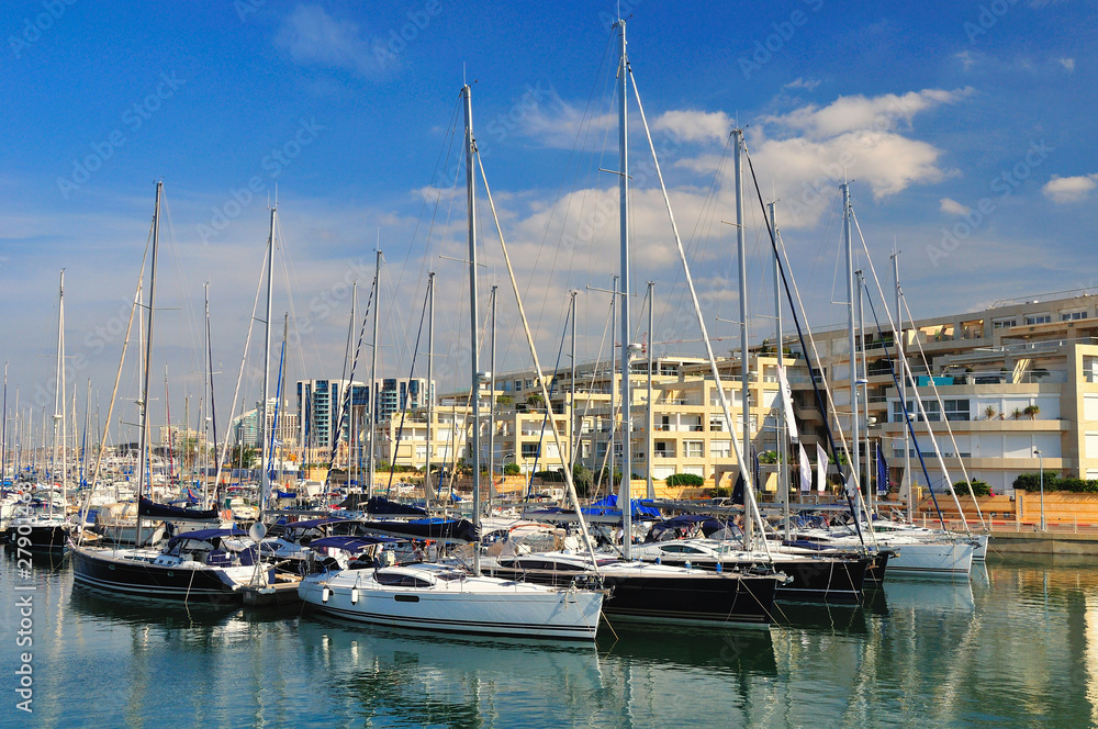 Fototapeta premium Yachts at Hezlia seashore. Israel.