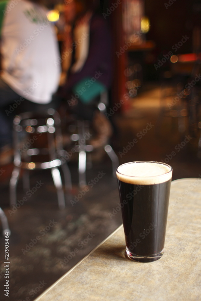 Dark beer at a tavern