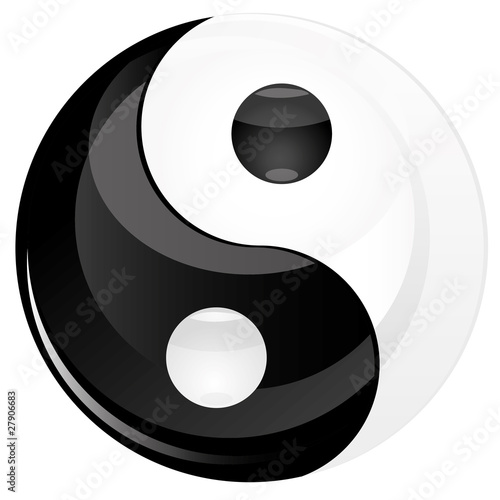 Yin yan glitter sign isolated on white, vector illustration