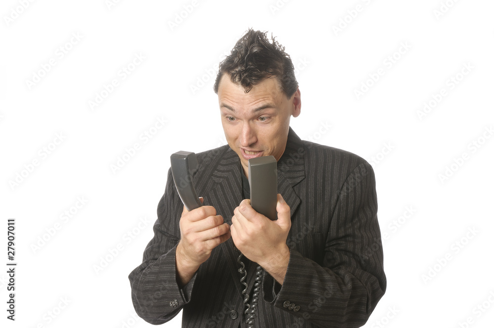 Business-Punk hat Ärger am Telefon Business-Punk hat Ärger am Telefon
