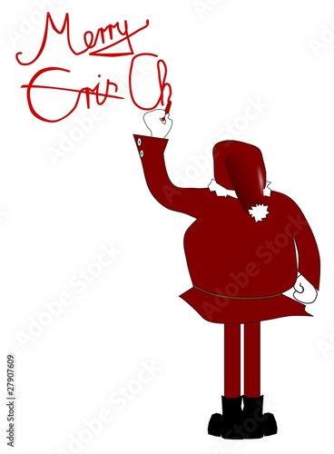 Santa Claus is writing Merry Christmas