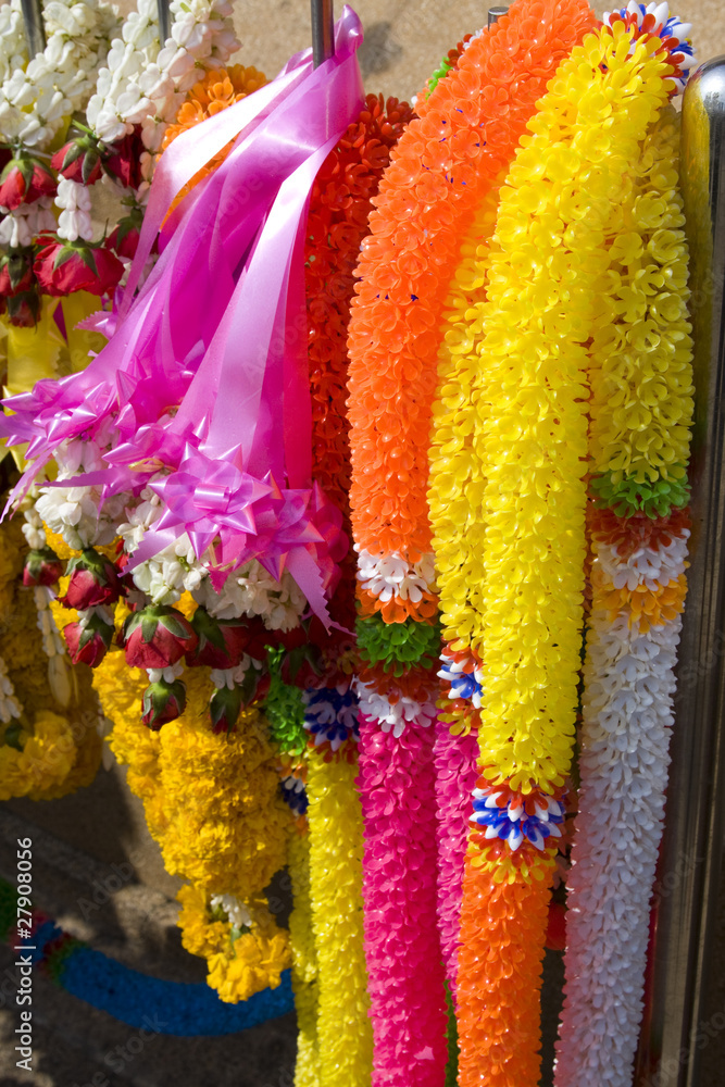Flower garlands for buddhist religious ceremony