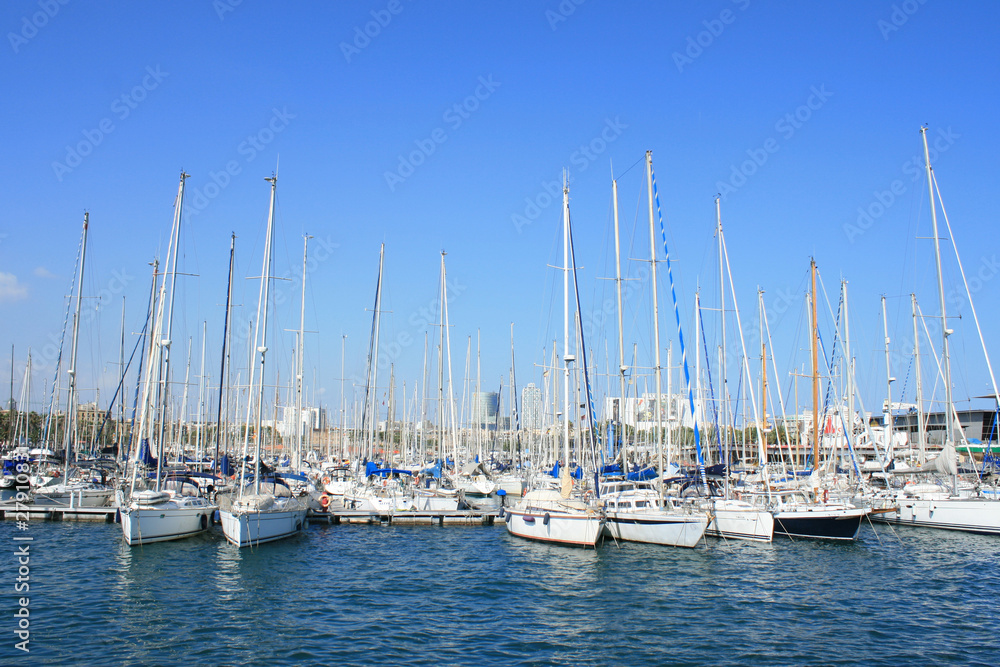 Yachts at Port Vell in Barcelona.