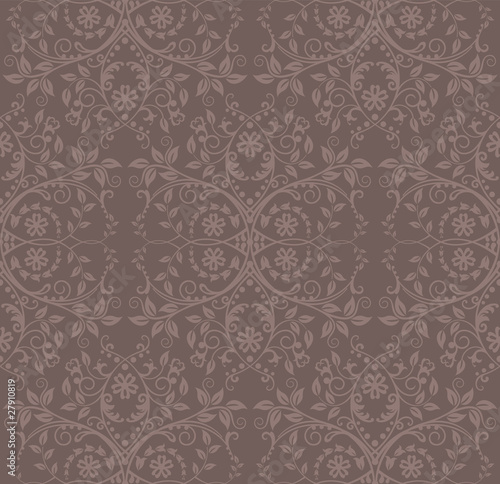 Seamless cocoa floral wallpaper