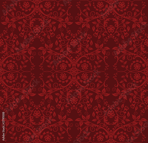 Seamless red floral wallpaper