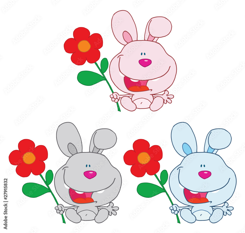 Bunny Rabbit Holding A Flower Collection Bunny Rabbit Holding A Flower Collection