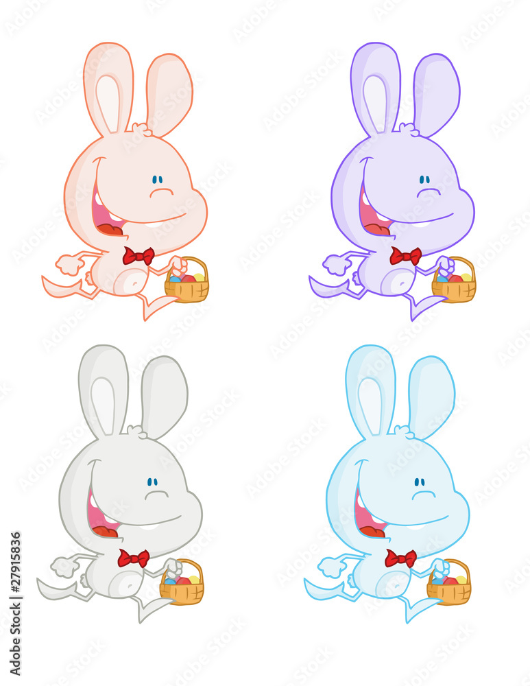 Bunny Running With Easter Eggs In A Basket Collection Bunny Running With Easter Eggs In A Basket Collection