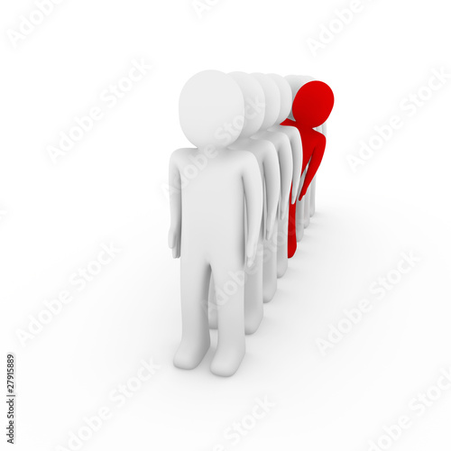 3d human stand in a crowd r...