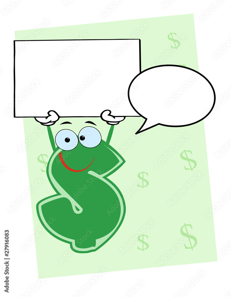 Happy Dollarr Holding A Blank And Speech Bubble Happy Dollarr Holding A Blank And Speech Bubble