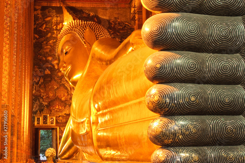 The giant Reclining Buddha in Wat Pho, Thailand.