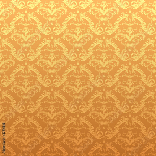 Seamless golden old-fashioned pattern © LeysanI