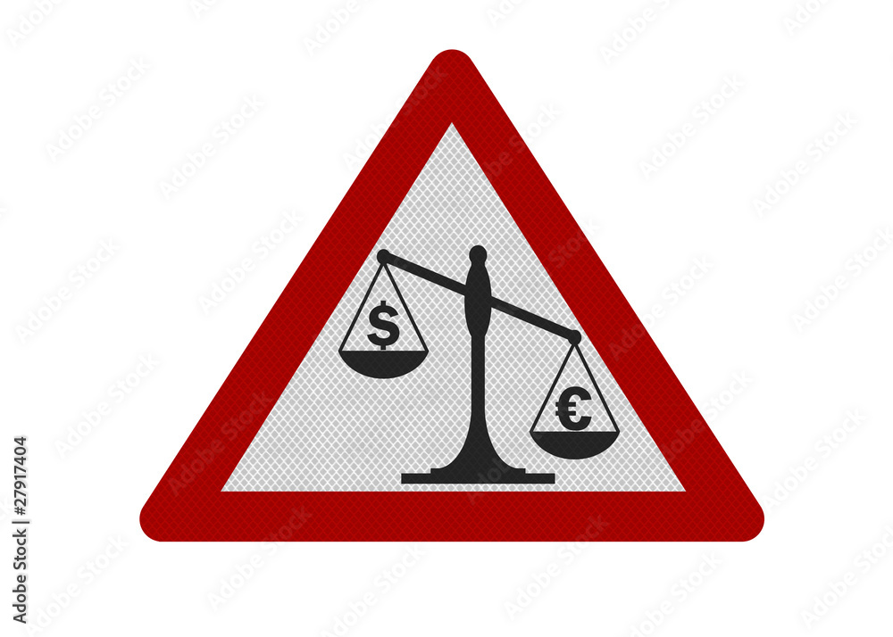 Photo realistic 'Dollar versus Euro' sign, isolated on white