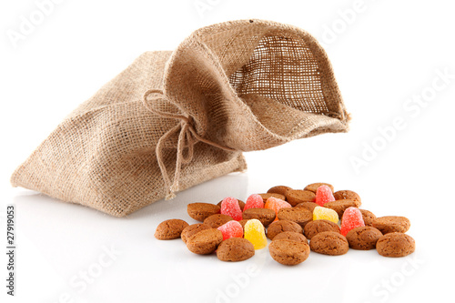 bag with typical dutch sweets: pepernoten (ginger nuts)