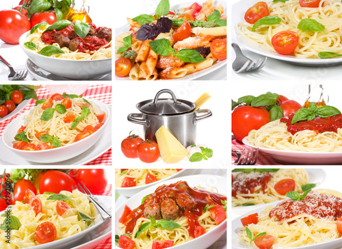collage with pasta