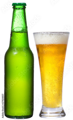 bottle and glass with beer