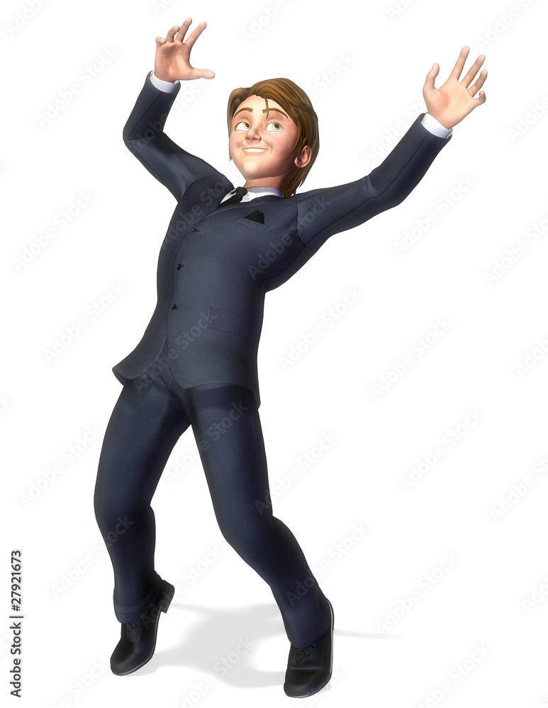 businessman cartoon moving with style