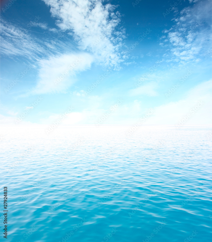 Blue sea with waves and sky with clouds Blue sea with waves and sky with clouds