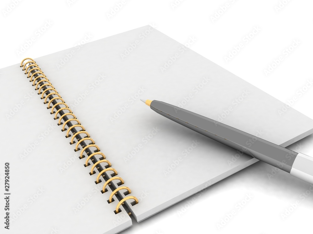 Notebook and pen on a white background Notebook and pen on a white background