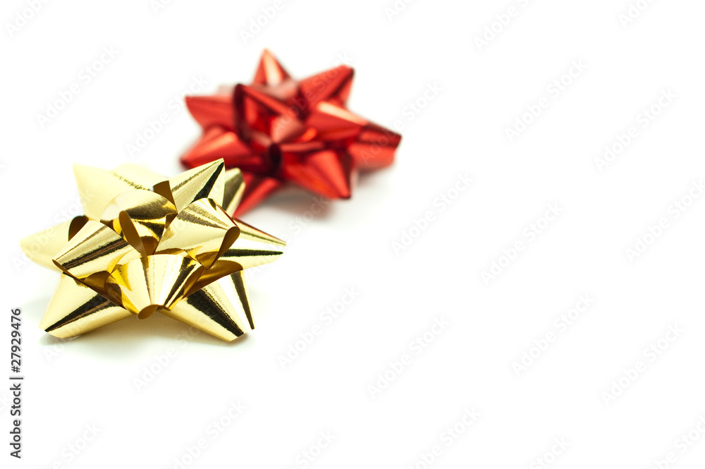 gold and red bows isolated on white gold and red bows isolated on white
